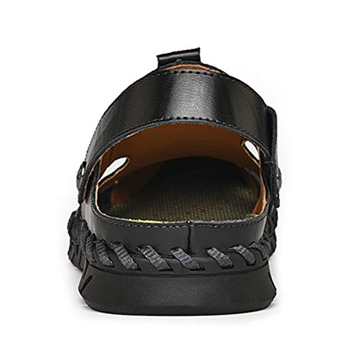 Image of JAMONWU Men's Casual Closed Toe Adjustable Leather Sandals Handmade Fisherman Beach Sandals