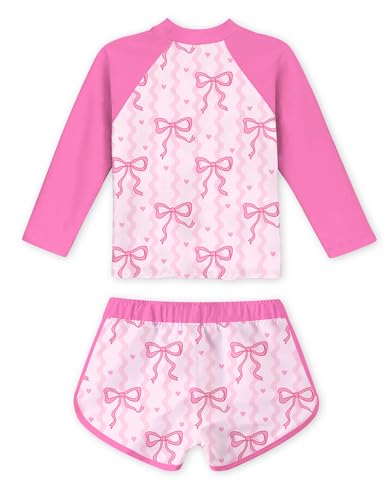 Image of TUONROAD Girls 2 Pieces Rash Guard Swimsuit Long Sleeve Tankini for 4-10 Years