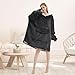 Mewkou Wearable Blanket Hoodie for Adult,Oversized Sherpa Fleece Blanket Hoodie for Women Men,Grey
