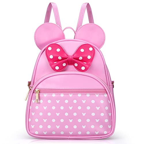 Sac à dos en cuir rouge pour fille mini souris avec nœud à pois chic
