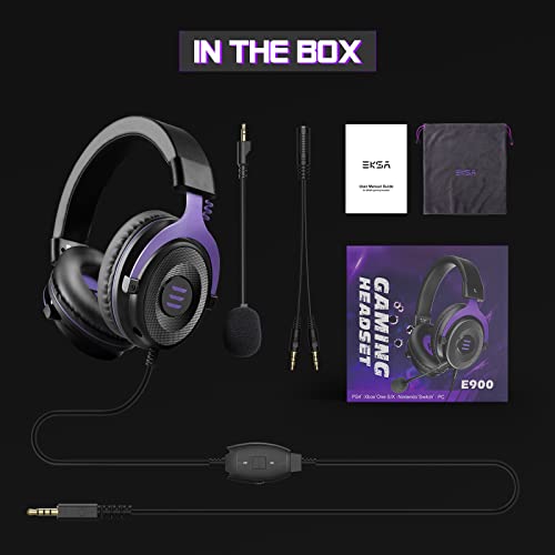Eksa E900 Gaming Headset With Microphone - Ps4 Headset With Detachable Noise Canceling Mic, 3D Surround Sound, Comfort Sturdy, Wired Headphones For Gaming, Pc, Ps5, Xbox One, Computer, Laptop, Switch #TOP6