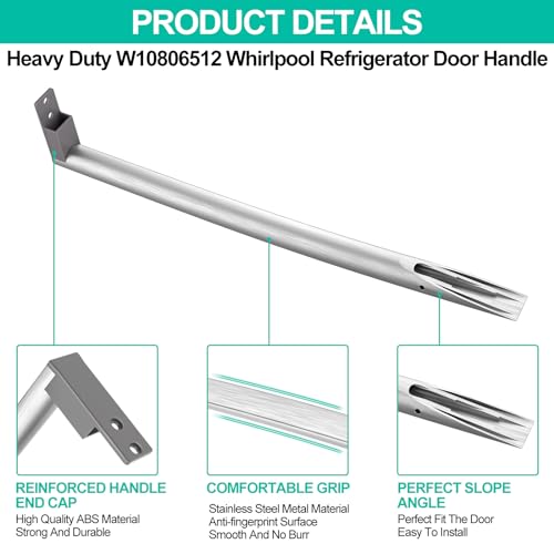 image for Luckman Upgraded W10806512 Refrigerator Door Handle w/Set Screw Compat