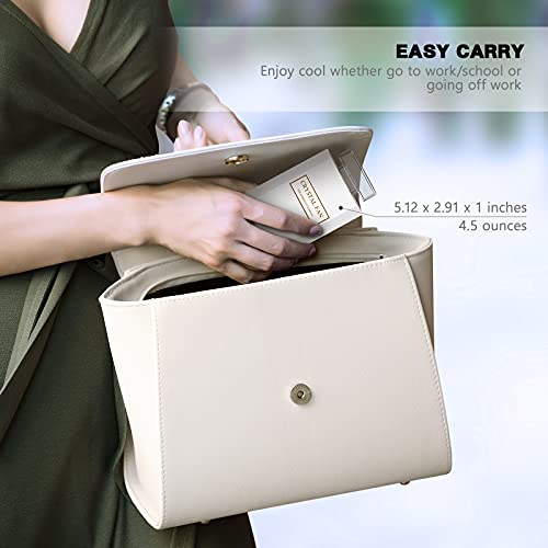 Mini Handheld Fan Rechargeable, Portable Retractable 3 Speeds with Fragrance, LIGHTDESIRE Personal Fan Small Handheld Battery Operated Desk Electric Fan for Travel Home Office Queue Makeup Fan (White)