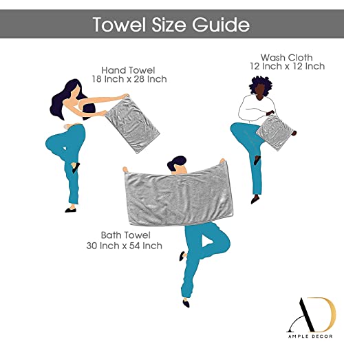 Ample Decor Bathroom Towel Set Of 6-2 Hand Towel, 2 Bath Towel, 2 Wash Cloths - Oeko Tex Certified 600 Gsm 100% Cotton - Machine Washable Quick Drying, Ideal For Gifting - Purple #TOP7