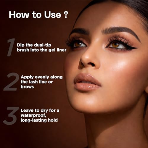 Image of Glam21 2-in-1 Eyebrow & Gel Eyeliner with Brush| Intense Brown Color | Quick Drying & Lasts up to 12hrs | Smudge Proof Gel Eyeliner And Eyebrow Definer | 4gm