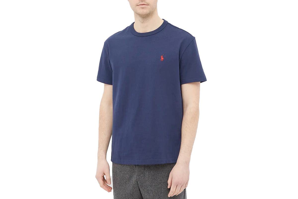 Polo Ralph Lauren , T-Shirts, Male, Blue, L, Custom Slim Fit T-Shirt