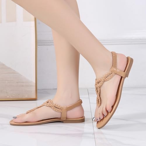 Image of zeetoo Women's Flat Sandals Summer T-StrapThong Bohemian Casual Comfortable Dressy Sandals for Women