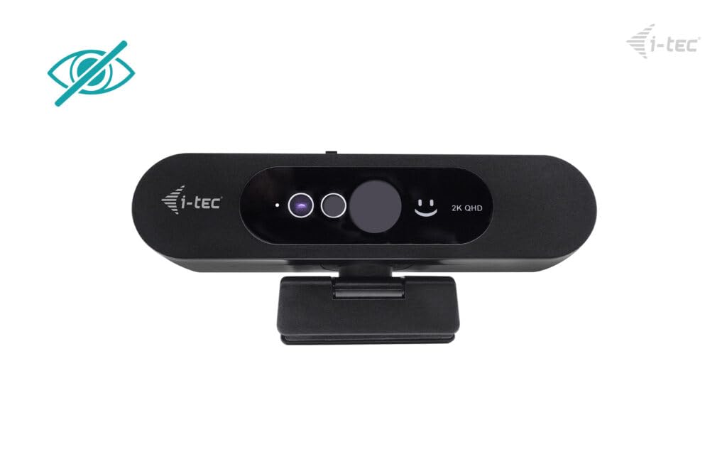 i-tec Solomon WH200 Webcam 2K mit Native Unterstützung für Windows Hello, Hochwertiges Mikrofon und Integrierte Datenschutzabdeckung zum Schutz des Benutzers