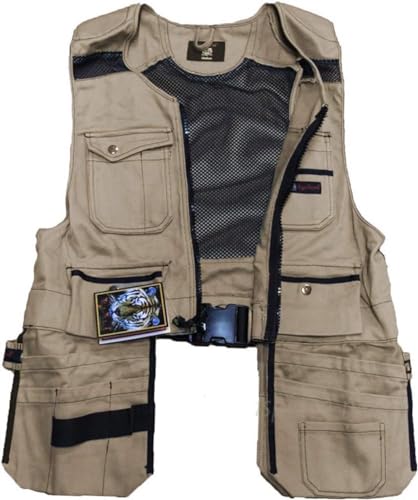Tiger Trend Men Work Vest Pockets Utility Vest Tool Pockets Pro 4XL (XXXX-L, Khaki)