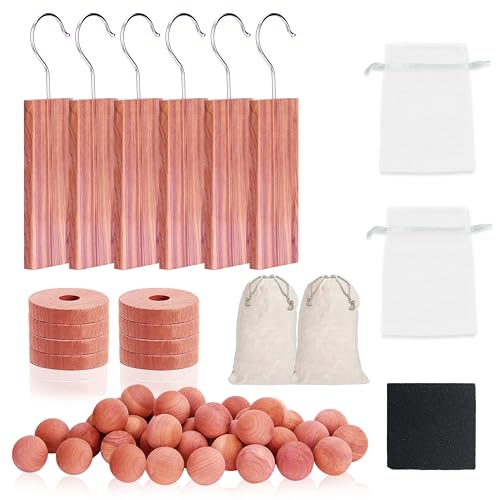 Cedar Blocks for Clothes Storage 40Pcs, Cedar Ball and Chips for Closets and Drawers,Natural Cedarwood for Closets, Fresh Scented Sachets
