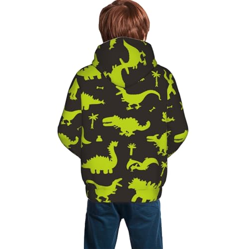 Cute Cartoon Dinosaurs Green Silhouette Kid Hoodies Boys Sweatshirts Girls Pullover with Pocket4