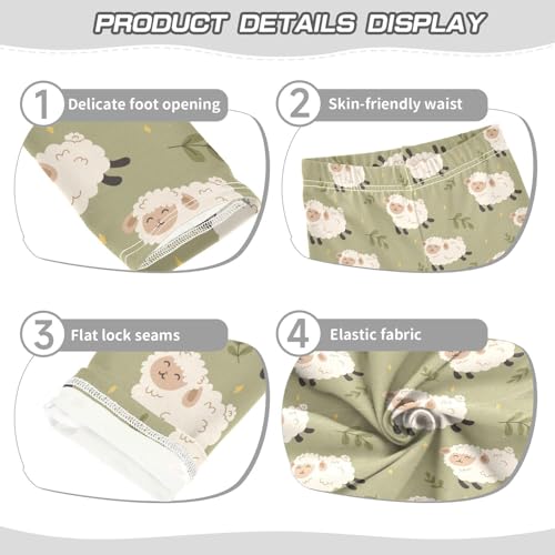 Spring Patterns for Sheep Girls Leggings,Workout Leggings for Girls Toddler Athletic Leggings Size for 3-10T3