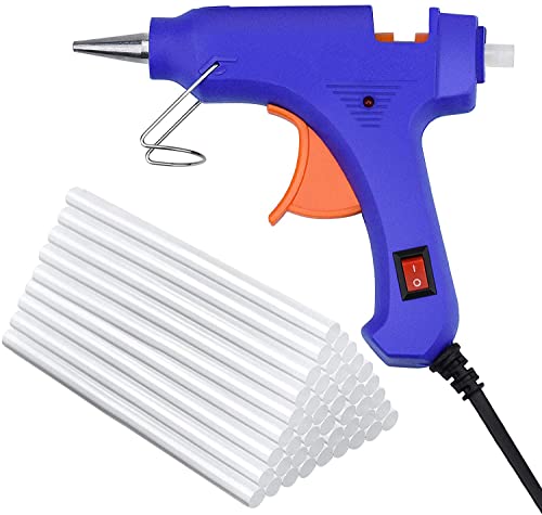 20W Hot Melt Glue Gun, Mini Melt Glue Gun with 50 Pcs Transparent Melt Glue Sticks for Heating DIY Craft Repair