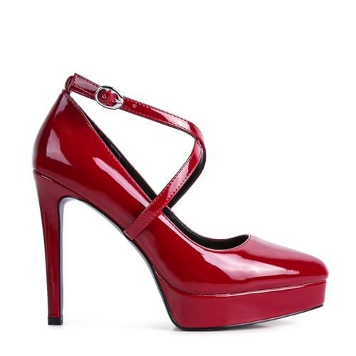 Pixie Dust Patent Faux Leather Cross Strap Pumps