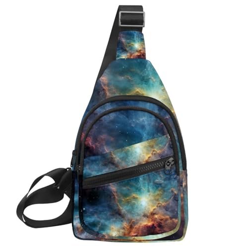 Mochila cruzada con diseño de nebulosa para hombre y mujer aventureros