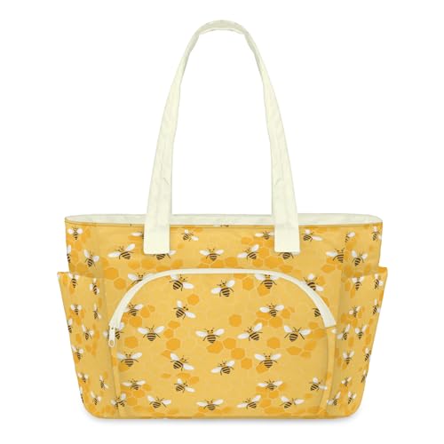 Sac fourre-tout en nid d'abeille grand format avec sac à main zippé