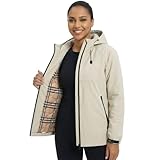 Georushy Women Windbreaker Jacket with Hood Warm Thermal Wool Insulated Rain Coats Waterproof, Outdoor Ski Snowboard Windbreaker Rain Jacket Heated Cozy Cold Weather Wear Hiking Workout Camping