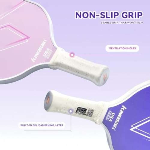 Pickleball Paddle, Ultra Lightweight Pickleball Racket with Fiberglass Surface PP Honeycomb Core Pickle Ball Paddle for Beginners 15mm-Aurora Purple by vicleo - Used condition - Image 6