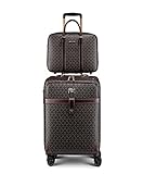 feilario 20in 2Pcs Leather Expandable Spinner Wheel Luggage Waterproof Carry-On Suitcase with TSA Lo