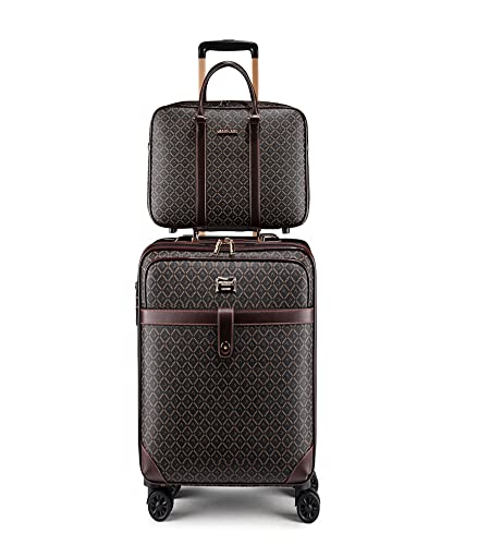 Feilario 2Pcs Leather Spinner Luggage with TSA Lock 36-55L