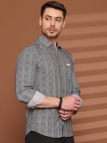 Image of Majestic Man Men Comfort Slim Fit Pure Cotton Tartan Checked Casual Shirt