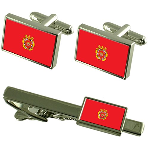 Gemelos bandera España con clip de corbata de Ciudad de Murcia juego de metal