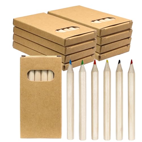 Zorfeter 10 Pack 3.5 Inch Mini Colored Pencils 6 Per Pack Portable Short Fat Pre-Sharpened Bulk Pencils 6 Colors for Painting/Classroom School Supplies(60PCS)