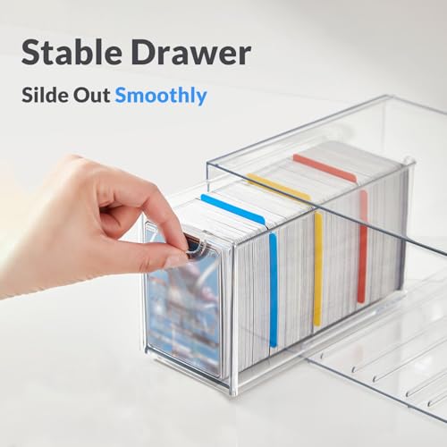 Image of DEEIF 6 Drawer Trading Card Storage Box, 2200+ Cards Organizer with Divider, Clear Stackable Drawers for TCG, MTG, PTCG, Sports Cards (6 Drawer Card Box)