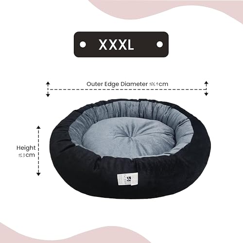 Image of XXXL Size Dog Bed for Large Size Dogs and cat Bed Velvet Fabric Dual Color Grey-Black Anti Skid Bottom Washable Export Quality Big Pet Bed