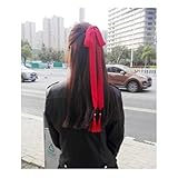FANTAC CRAFTS Very Long Hair Band Chiffon Antique Retro Tassel Hair Rope Cosplay Hair Ring Chinese Accessories (Red)