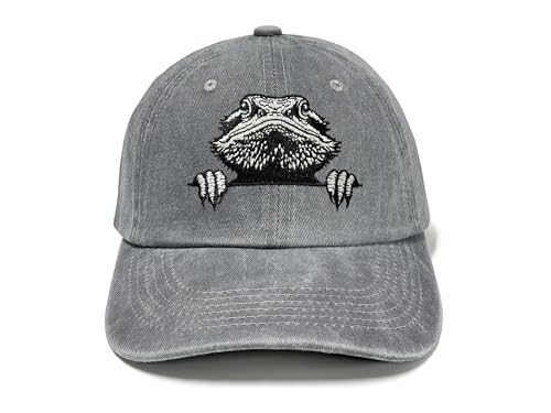Horpe Bearded Dragon Gifts for Adult Lizard Baseball Cap Washed Grey Hat