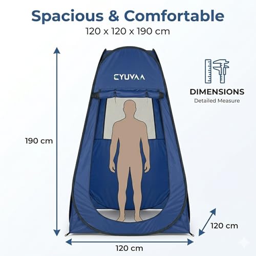Image of EYUVAA LABEL Pop Up Privacy Tent for Changing Clothes, Portable Dressing Room for Women, Foldable Camping Shower and Outdoor Changing Room, Polyester Silver Coated Toilet Tent with Carry Bag