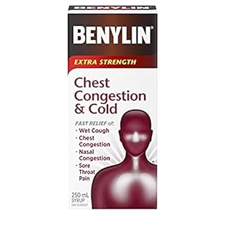 BENYLIN Extra Strength Chest Congestion and Cold Syrup, Relieves Wet Cough and Sore Throat Pain, 250mL