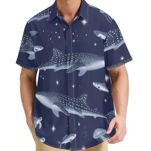 Chemise imprime artistique homme GuoChe motif baleine ocean bleu