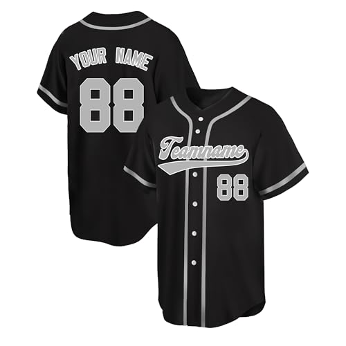 Camiseta personalizada bordada de béisbol con nombre y número para hombres, mujeres y niños