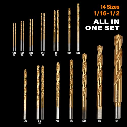 Wildbossy YZZT-004 M35 Cobalt Drill Bit Set 20Pcs(1/16"-1/2") High Speed Steel Jobber Length Drill Bit Kit thumb #1