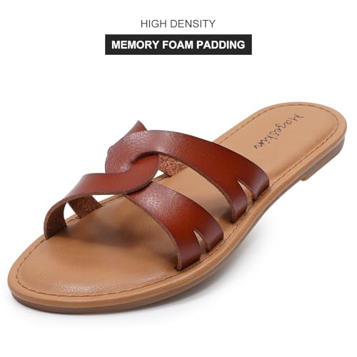 mazeskin Girls's Reminiscence Foam Two Braid Band Comfy Summer time Flat Slide Sandals - Image 3