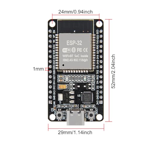 Image of AITRIP 1PCS Type-C ESP32 ESP-WROOM-32 Development Board WiFi + Bluetooth CP2102 Dual Core 2.4Ghz Microcontroller Compatible with Arduino (ESP32 30P, Type-C)