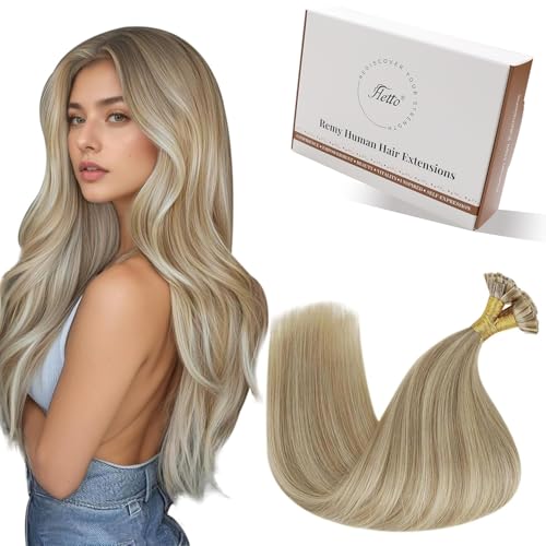 Produktfoto von Extensions Echthaar Bonding 55 cm Blond Bondings Extensions Echthaar Highlights Mittel Blond to Goldene Keratin U Tip…