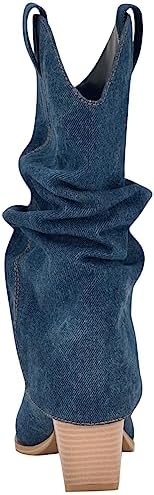 Nine West Women's Wilton Western Boot, Denim Blue 400, 7.5 | Image 2