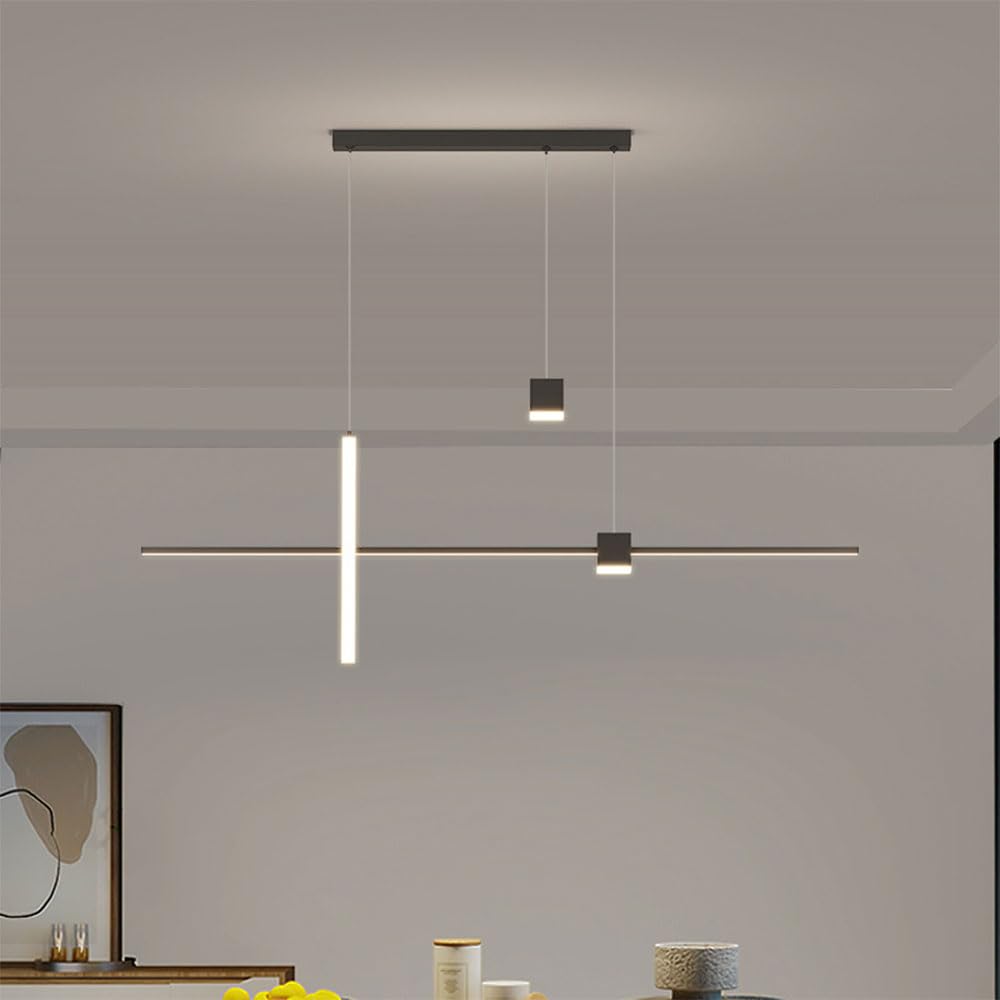 KXEcoLife Ceiling Pendant Light Fixture Modern LED Chandelier Hardware Dimmable Hanging Lamp Linear Adjustable Decor for Bedroom Living Dining Room Kitchen