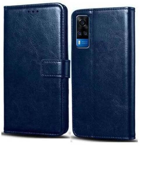 LOOPEE® Flip Back Cover Leather Case Rubber TPU Inside for Vivo Y31, V2036 (Blue)