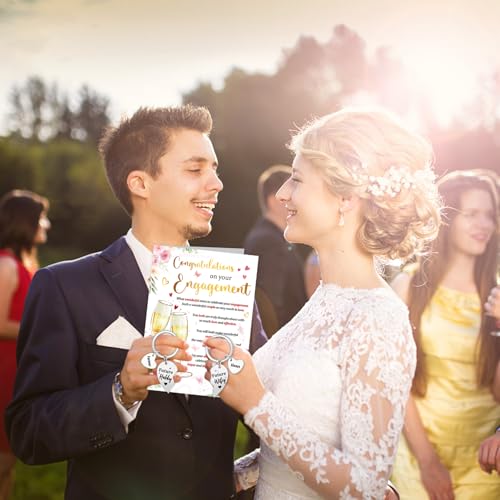 HOWAF Engagement Card for Couple, Congratulations Your're Engaged Card & 2 Keyrings, Engagement Gifts for Couples, Friends, Both of You - Image 6