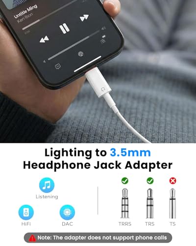 Image of ZORBES 2Pcs Lighting to 3.5mm Audio Headphone Adapter, DAC Chip Lighting to Aux 3.5mm Headphone Jack Audio Connector iPhone 17 Pro Max /17 Pro /17 /16 /15, Galaxy S26 /S25 /S24 & Other Type C Phones