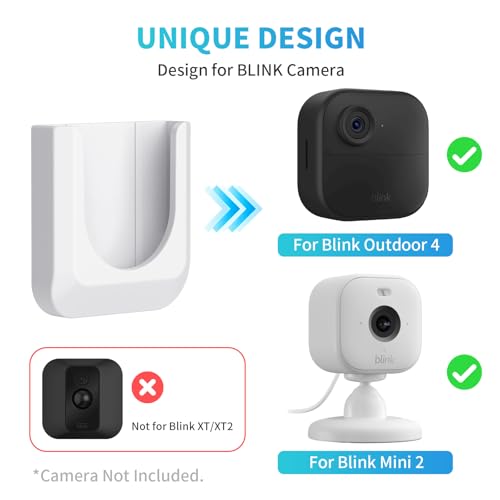 Image of Blink Mini 2 Camera Adhesive Wall Mount Bracket, Strong Adhesive Durable Camera Mount Stand for Blink Mini Indoor Camera, No Drill, No Screws, Decorate Damage-Free, Easy to Install (2 Pack)