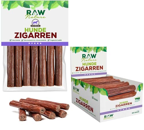 RAW Nature Hunde-Zigarre Pferd PUR 7-Stück - 100% natürliches Hundesnack - Monoprotein - hypoallergen & getreidefrei - luftgetrocknetes Pferdefleisch - Dörrfleisch - hochwertiges Muskelfleisch