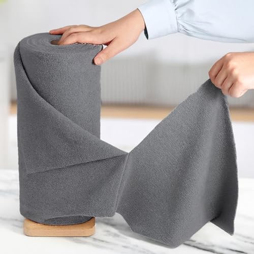 Image of Roseate Microfiber Cleaining Cloth Roll (25x25 cm / 20 Towels) Resuable Tear Away Kitchen Cleaning & Washable Towels for Kitchen, Home, Car, Utensils (Grey 1 Roll)