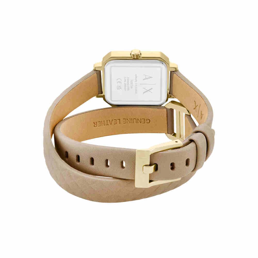 Armani Exchange zegarek dla kobiet, kwarcowy mechanizm z trzema wskazówkami i koperta o średnicy 27 mm ze skórzanym paskiem