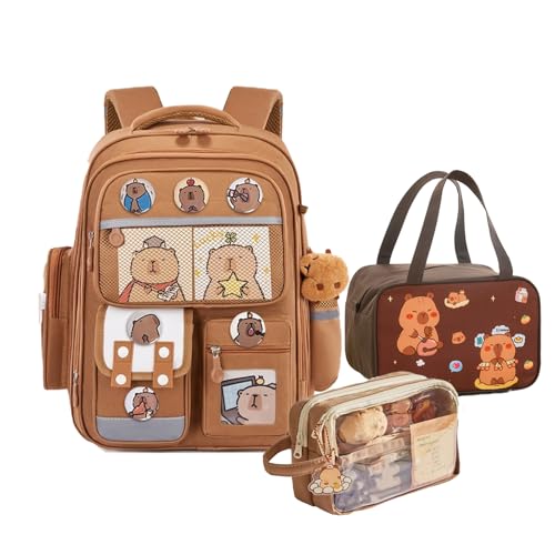 Capybara Backpack, Capibaras Mochilas De Capibaras Para Niña, Funny Backpack Supplies Waterproof (Large)