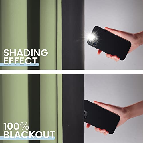 Image of SimpleHome Sage 100% Blackout Curtains Room Darkening Living Room 63 Inch